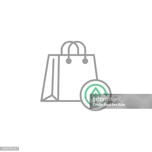 stockillustraties, clipart, cartoons en iconen met reusable shopping bag colored line icon with editable stroke - goodie bag