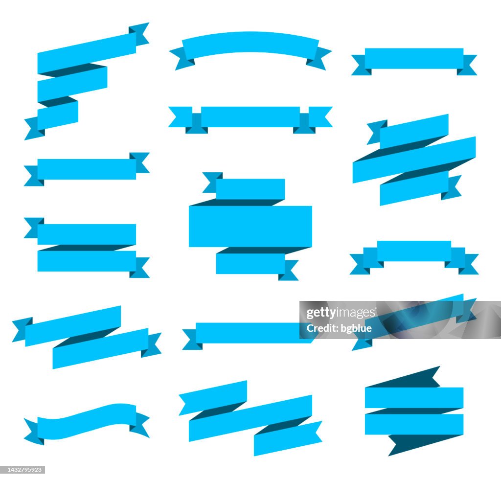 Satz von blauen Bändern, Banner - Design-Elemente auf weißem Hintergrund