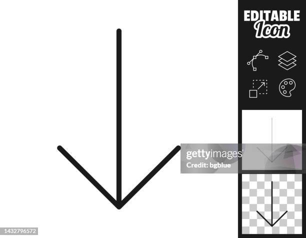 down arrow. icon for design. easily editable - pointing down white background stock illustrations