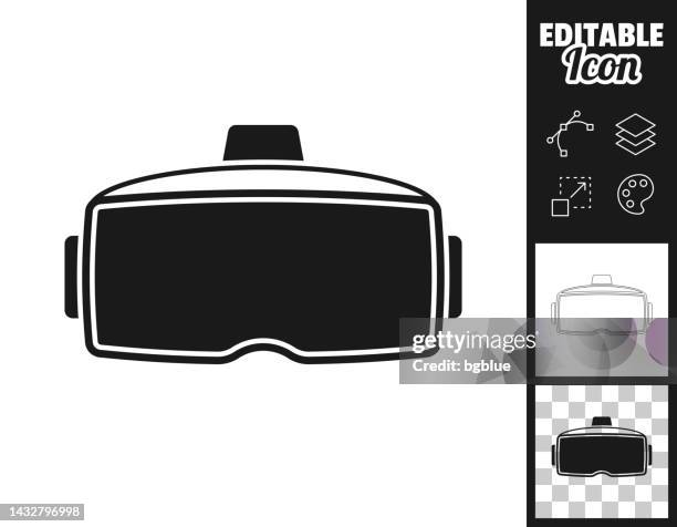 ilustrações, clipart, desenhos animados e ícones de fone de ouvido de realidade virtual - vr. ícone para design. facilmente editável - óculos de aviação