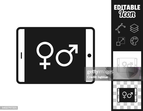 tablet pc with gender symbols. icon for design. easily editable - couple using digital tablet stock illustrations