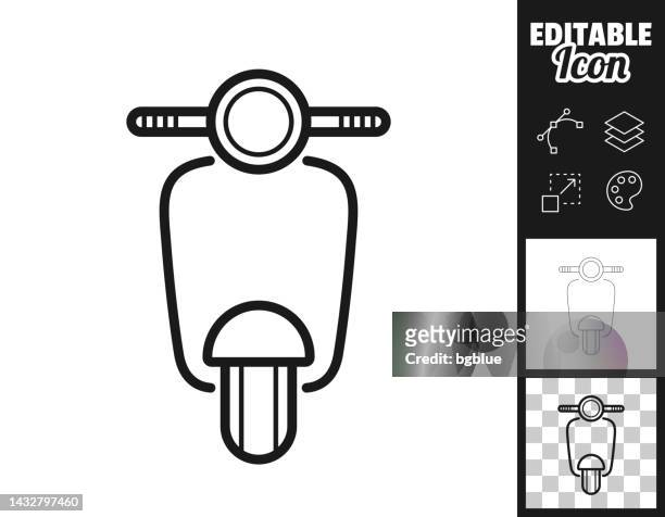 illustrazioni stock, clip art, cartoni animati e icone di tendenza di scooter moto - vista frontale. icona per il design. facilmente modificabile - moped
