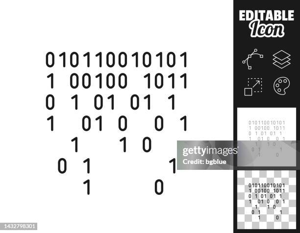 falling binary code. icon for design. easily editable - zero stock illustrations