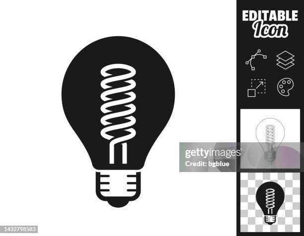 stockillustraties, clipart, cartoons en iconen met light bulb with spiral filament. icon for design. easily editable - gloeidraad