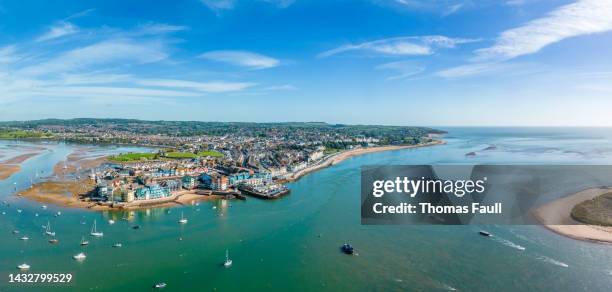 panorama of exmouth seafront in devon - exeter devon stock pictures, royalty-free photos & images