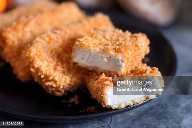 crispy vegan breaded fried tofu - cutlet ストックフォトと画像