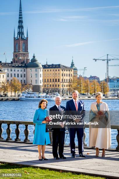 King Willem-Alexander of The Netherlands, Queen Maxima of The Netherlands and King Carl Gustaf XVI of Sweden and Queen Silvia of Sweden visit the...