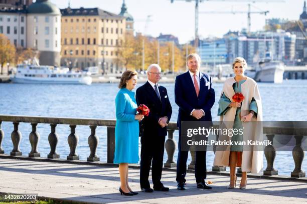 King Willem-Alexander of The Netherlands, Queen Maxima of The Netherlands and King Carl Gustaf XVI of Sweden and Queen Silvia of Sweden visit the...
