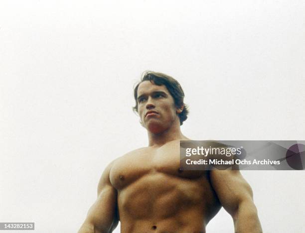 Austrian Bodybuilder Arnold Schwarzenegger in a scene from the Trimark Pictures movie 'Hercules In New York' in 1969 in New York city, New York.