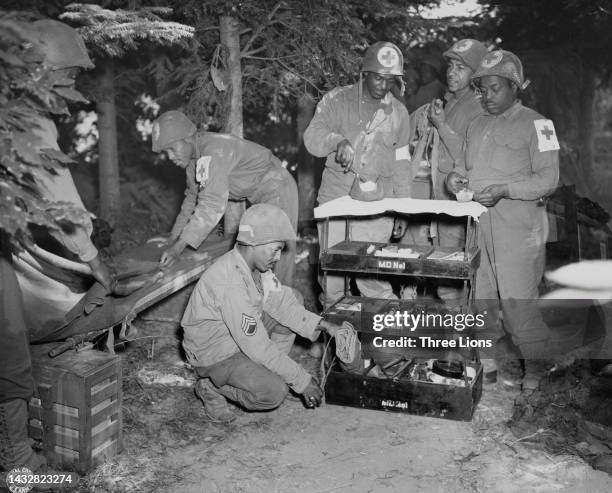 Black medics at a military evacuation hospital, circa 1943.