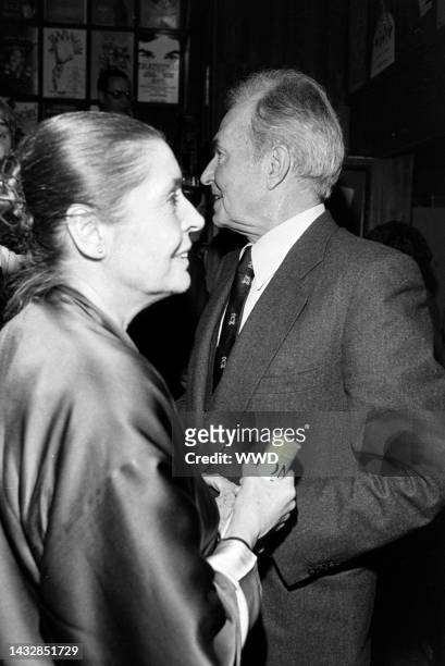Clarissa Kaye and James Mason attend an event, celebrating achievements in films released during 1981, at Sardi's in New York City on January 31,...
