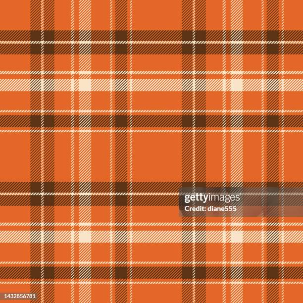 fall color tartan seamless pattern - orange plaid stock illustrations