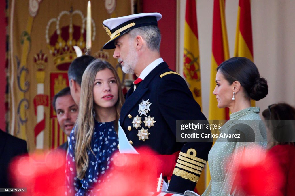 Spanish Royals Attend The National Day Military Parade