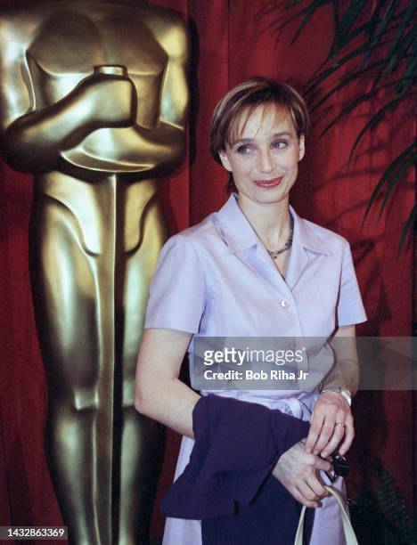 Kristin Scott Thomas arrives at the Oscar Luncheon at Beverly Hilton Hotel, March 12, 1997 in Beverly Hills, California.