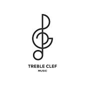 Treble clef icon or linear style pictogram