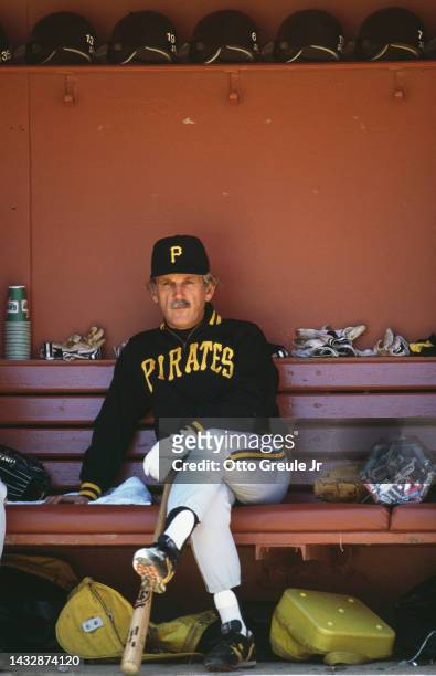 Jim Leyland, Team Manager for the Pittsburgh Pirates looks on from the dugout during the Major League Baseball National League West game against the...