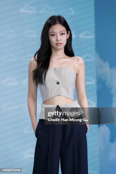 Jennie aka Jennie Kim of girl group BLACKPINK poses for media the Porsche Sonderwunsch Haus 'The Taycan 4S Cross Turismo For Jennie Ruby Jane'...