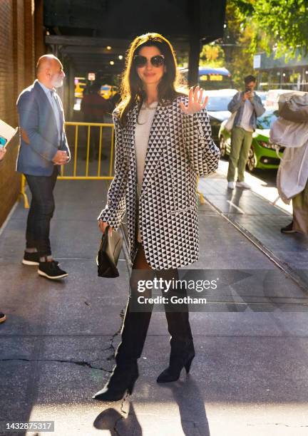 Anne Hathaway is seen out and about on October 12, 2022 in New York City.