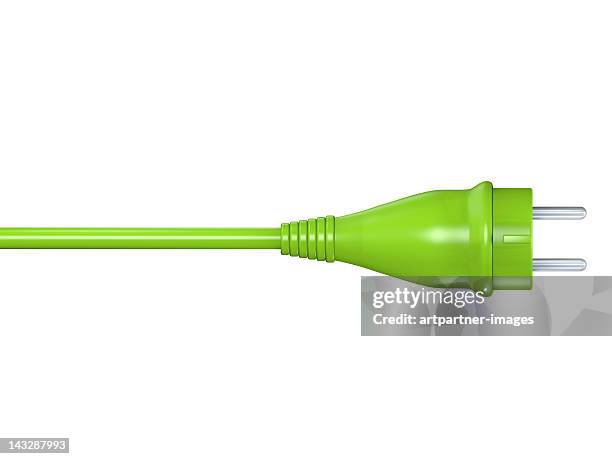 green european electric power plug and cable - cavi foto e immagini stock