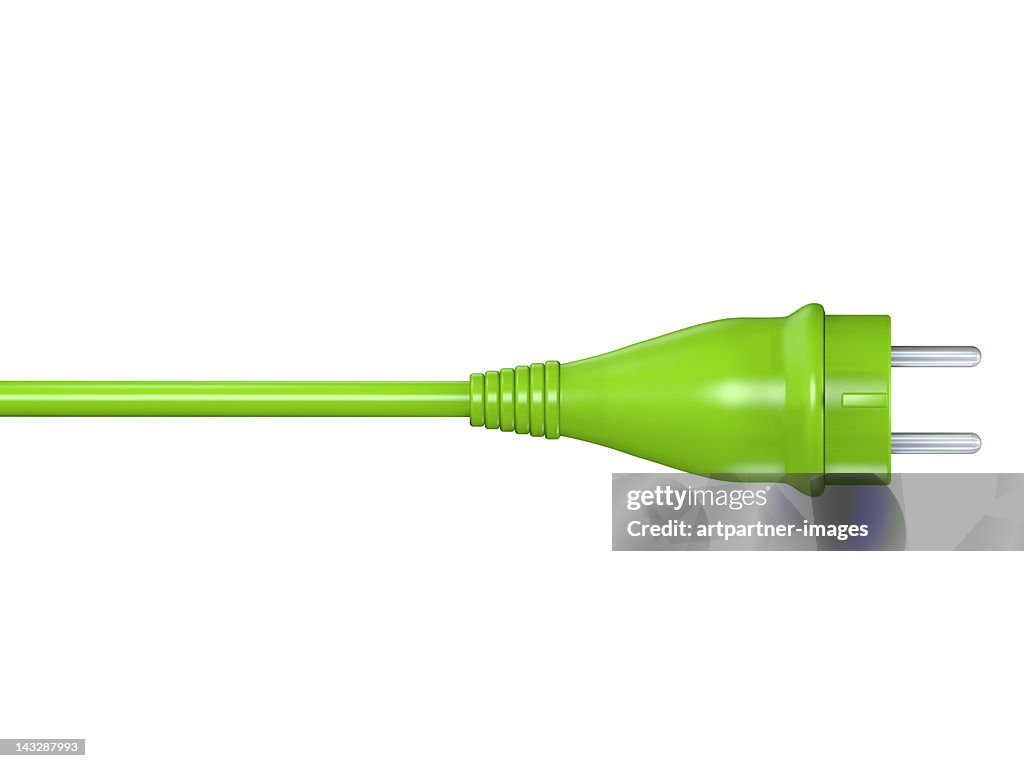 Green european electric power plug and cable