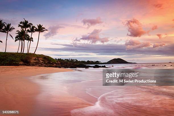 tropical beach at sunset - maui stock pictures, royalty-free photos & images