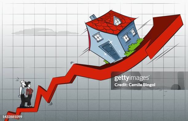 rising house prices - housing difficulties stock illustrations