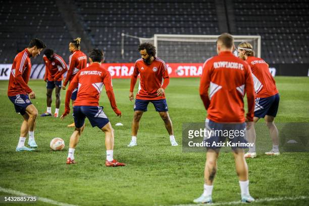 Marcelo of Olympiacos Piraeus during the training session ahead of the UEFA Europa League Group G match between Qarabag FK and Olympiacos at Tofig...