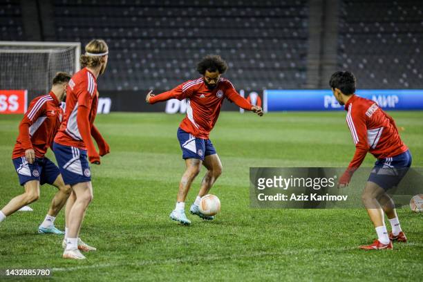 Marcelo of Olympiacos Piraeus during the training session ahead of the UEFA Europa League Group G match between Qarabag FK and Olympiacos at Tofig...