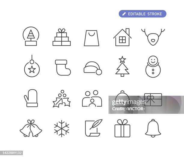 christmas icons - line series - gift card icon editable stroke stock illustrations