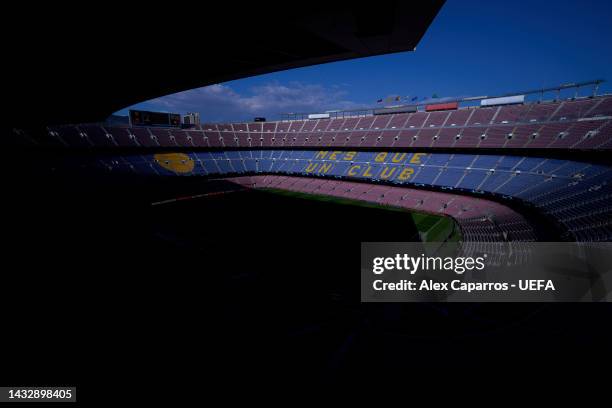 General view inside of the stadium prior to the UEFA Champions League group C match between FC Barcelona and FC Internazionale at Spotify Camp Nou on...