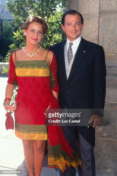Carla Royo-Villanova and her Husband Prince Kubrat of Bulgaria attend the Wedding of Maria Garcia de la Rasilla y de Gortazar and Prince Konstantin...
