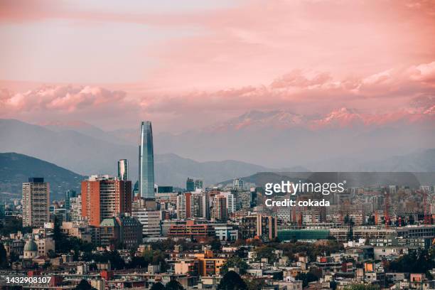 santiago cityscape - santiago chile skyline stock pictures, royalty-free photos & images