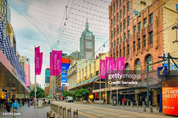 bourke street mall shopping melbourne vic australia - bourke street stock pictures, royalty-free photos & images