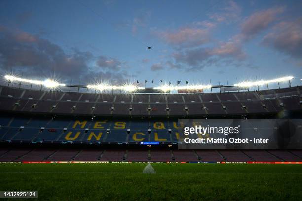 General view inside the stadium Prior to the UEFA Champions League group C match between FC Barcelona and FC Internazionale at Spotify Camp Nou on...