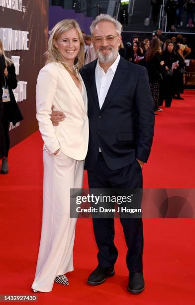 Alison Balsom and Sir Sam Mendes attend the "Empire of Light" European Premiere during the 66th BFI London Film Festival at The Royal Festival Hall...