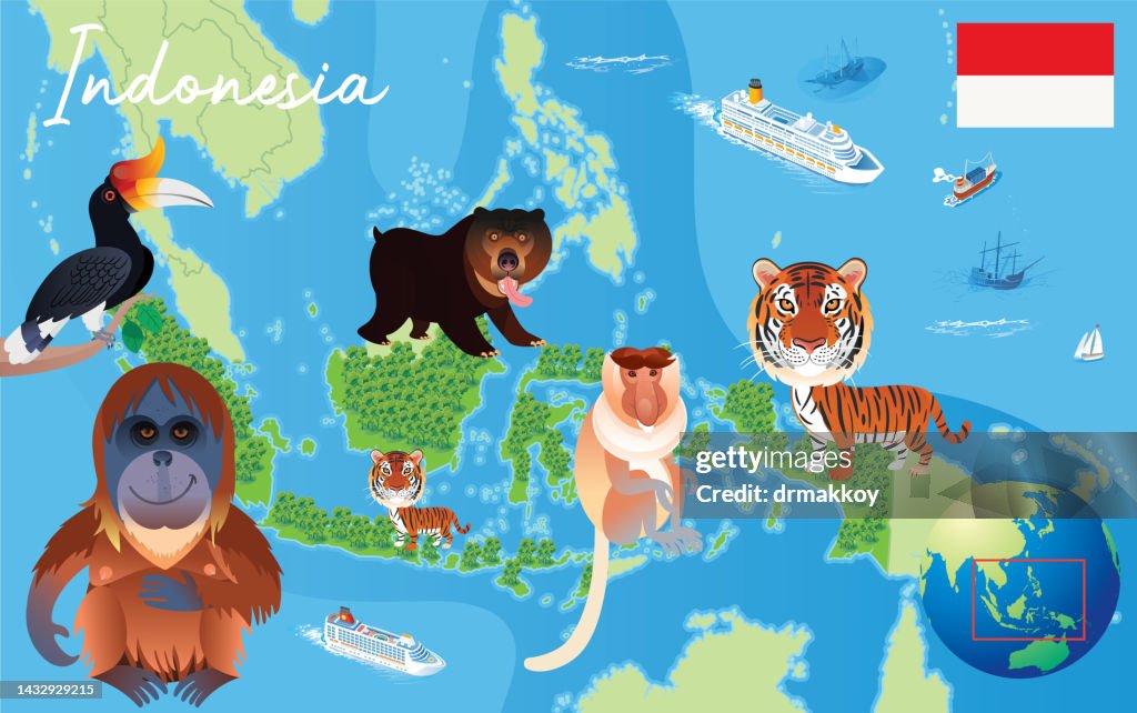 Animals Map of Indonesia