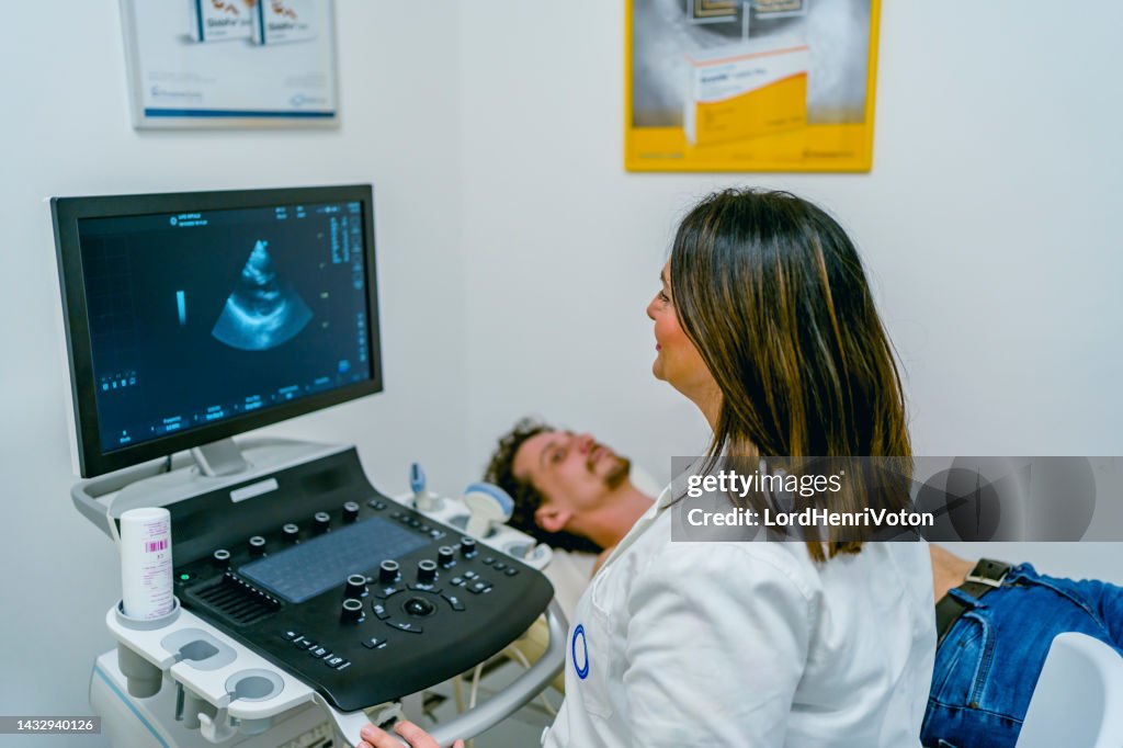 Man having an ultrasound examination of the heart