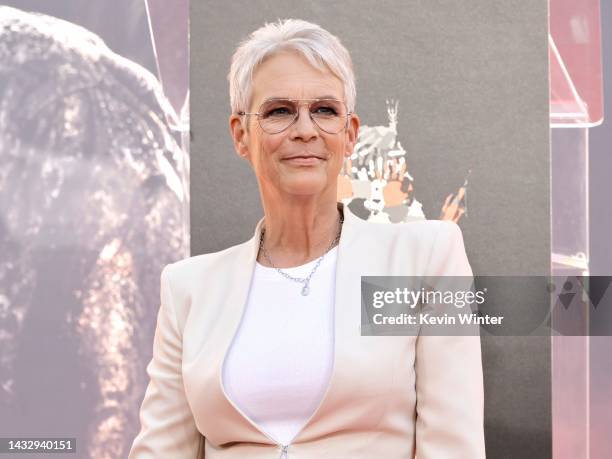 Jamie Lee Curtis attends the Jamie Lee Curtis Hand and Footprint In Cement Ceremony at TCL Chinese Theatre on October 12, 2022 in Hollywood,...