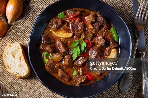 directly above shot of food in plate on table - stew stock pictures, royalty-free photos & images