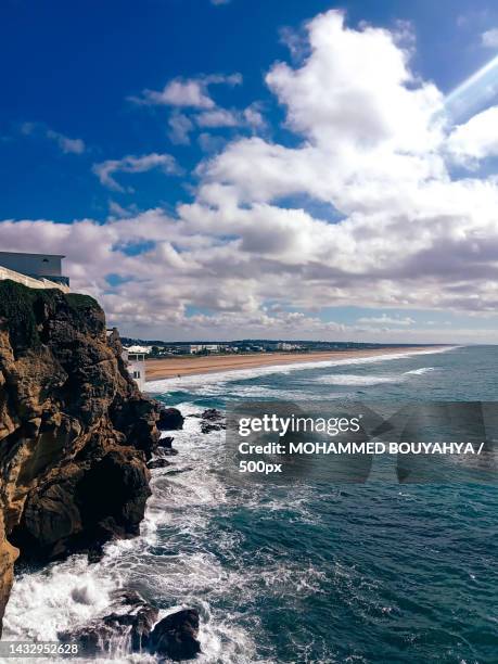 scenic view of sea against sky,tangier,morocco - tangeri foto e immagini stock