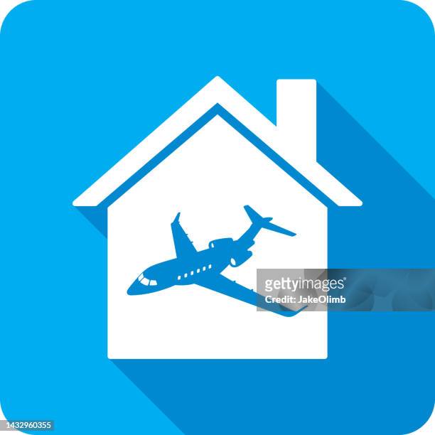 house private jet icon silhouette - corporate jet stock illustrations