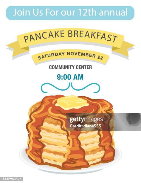 pancake breakfast invitation template - maple syrup vector stock illustrations