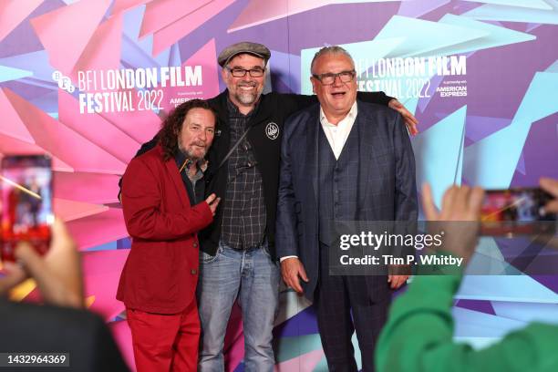 Steve Sweeney, Charlie Creed-Miles and Ray Winstone attend the "Nil By Mouth" Special Presentation during the 66th BFI London Film Festival at the...