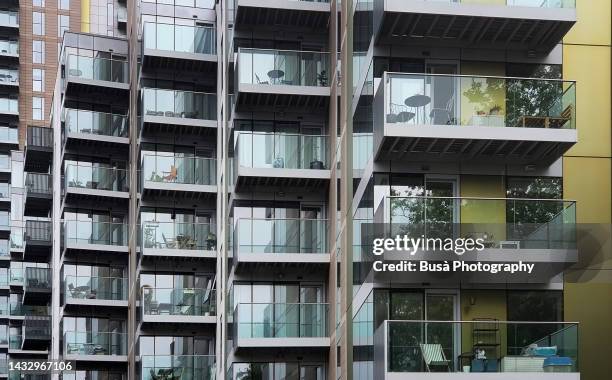 new residential buildings with modern cladding in london, england - cladding bildbanksfoton och bilder