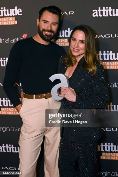 Rylan Clark and Melanie C pose with the Honorary Gay Award the Virgin Atlantic Attitude Awards 2022 at The Roundhouse on October 12, 2022 in London,...