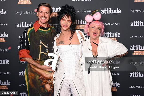 Glyn Fussell of Sink The Pink and Bimini with the Community Award during the Virgin Atlantic Attitude Awards 2022 at The Roundhouse on October 12,...