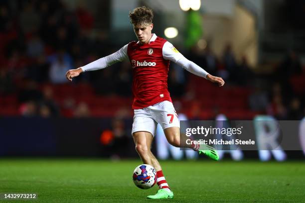 Alex Scott of Bristol City during the Sky Bet Championship between Bristol City and Preston North End at Ashton Gate on October 12, 2022 in Bristol,...