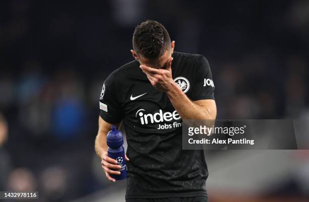 Rafael Santos Borre of Eintracht Frankfurt looks dejected following their side's defeat during the UEFA Champions League group D match between...