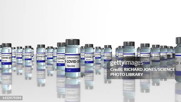 ilustrações, clipart, desenhos animados e ícones de covid-19 vaccine rollout, illustration - frasco