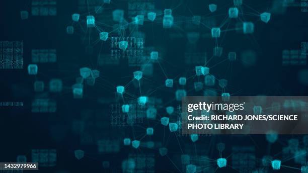 non-fungible token (nft), conceptual illustration - blockchain technology stock illustrations
